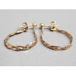 9ct 2 colour gold twisted hoop earrings 1.72g