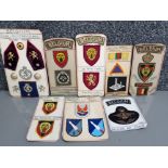 Lot comprising of Belgium military related signs including Royal tank regiment, 1st brigade of