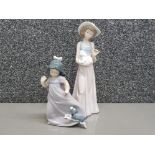 2 Nao by Lladro figures girl and lady with puppies