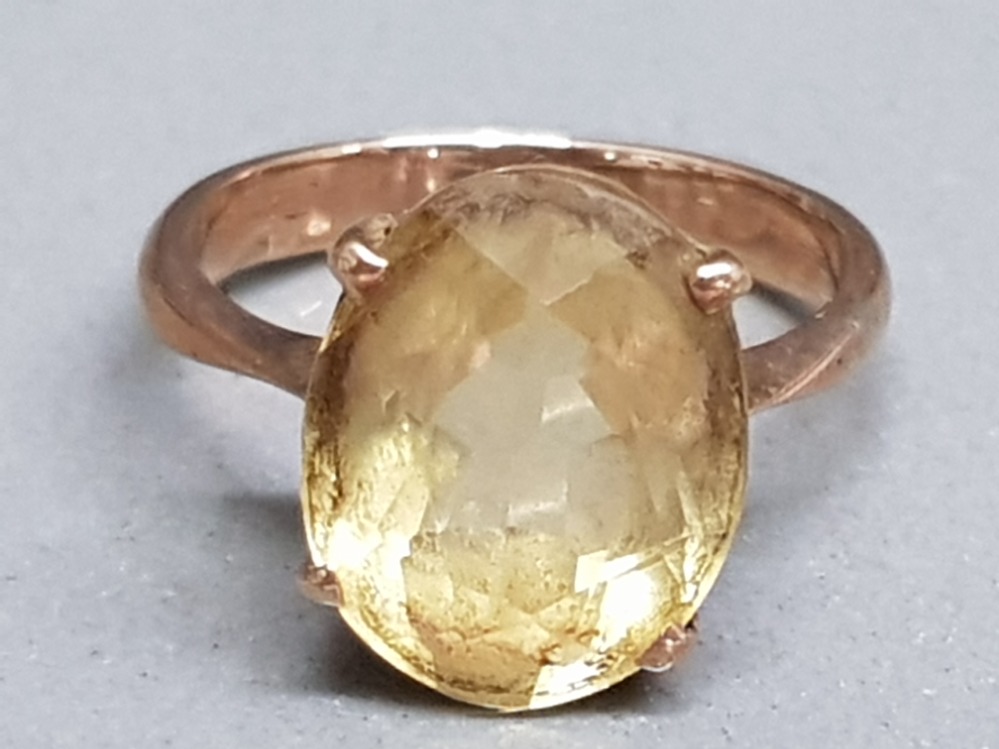 A 9ct rose gold and citrine antique ring size I 2.79g gross.