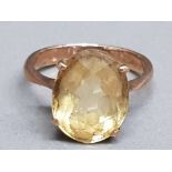 A 9ct rose gold and citrine antique ring size I 2.79g gross.