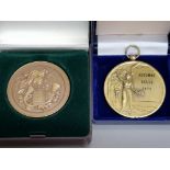 2 brass Belgian medallions, Belgium autumn 1975 & Brussels affairs 1993 both in original boxes