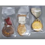 3 medals includes gold coloured Masonic medal 1913 together with Chinese military medal and rare