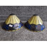 A pair of Tiffany style slag glass lightshades 30cm diameter.