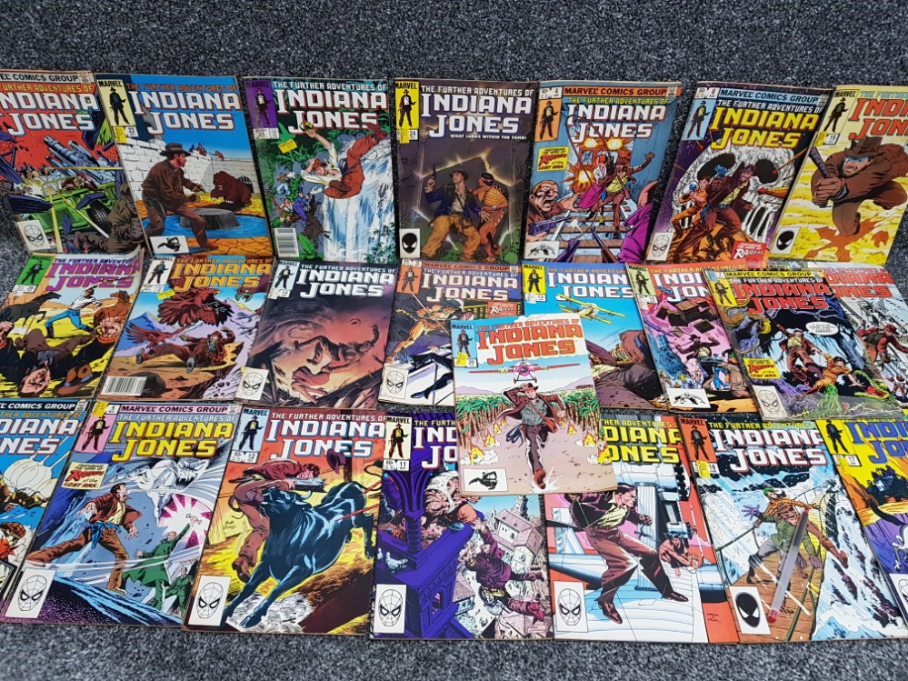 A total of 23 vintage Marvel the further adventures of Indiana Jones comics