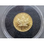 1/20th OZ pure gold coin, Canada Maple leaf
