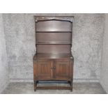 Dark ercol welsh dresser with below cupboards, 175x92cm