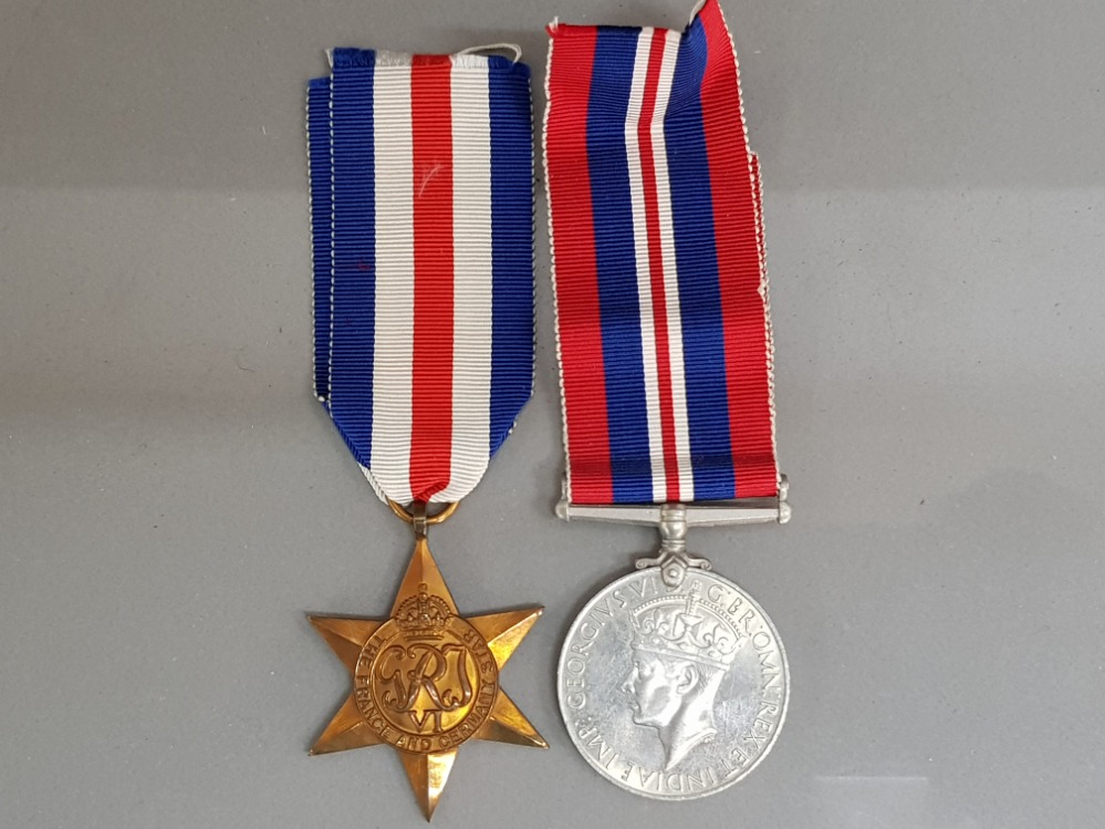 George VI 1939-1945 WWII service war medal & The france and Germany star, both with original