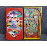 Vintage Flipper bagatelle game "jungle hunt" from the dekkertoys range plus one other "monza 1000