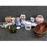 Box of blue & white China mainly ringtons also includes masons, wedgwood etc