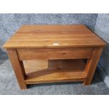 A contemporary pine coffee table with undertier 76 x 51 x 56.5cm