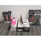 2 pairs of brand new Zipz trainers sizes Uk 6 & 8, both with 2 packs of brand new trainer covers