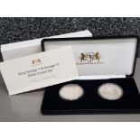 UK 1935-37 King George V & George VI two coin silver crown set, with original case and certificate