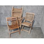 3 matching folding wooden garden armchairs plus 1 other