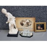 4 miscellaneous items includes vintage penny farthing framed piece, royal silver jubilee photo book,