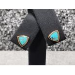 Ladies 9ct gold Turquoise stud earrings