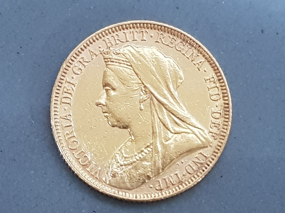 22ct gold 1893 full sovereign coin, with Melbourne (M) mint mark - Image 2 of 2
