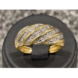 Ladies 9ct gold diamond turban ring. Featuring round brilliant cut diamonds. Size N 2.8g