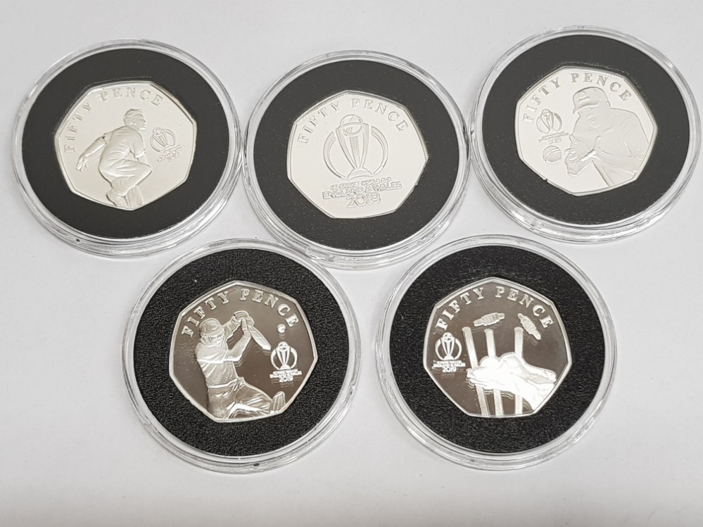 The official Icc cricket world cup 2019 silver proof 50p set, isle of Man uncirculated, with - Image 2 of 3