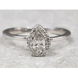 Ladies 9ct white gold pear shaped diamond ring. 1.7g size J