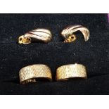 2 pairs of 9ct gold hoop earrings, 2g