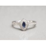 18ct white gold diamond and sapphire ring size m1/2 2.89g gross
