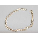 2 colour 9ct gold twisted link bracelet 3g