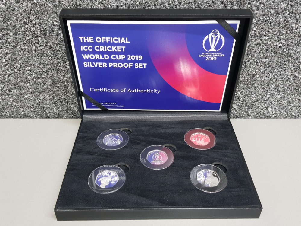 The official Icc cricket world cup 2019 silver proof 50p set, isle of Man uncirculated, with