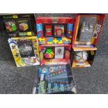 7 boxed vintage puzzles including Rubiks 360, Tetris cube, Metropolis etc