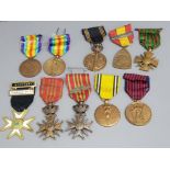 Medals - including eagle on star masons medal with white enamel & commemorative medals WWI & II, all