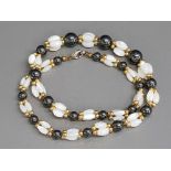 Haematite & mother of pearl beaded necklet