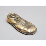 Brass vesta case in the form of a shoe