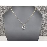 Ladies 9ct gold pendant and chain, comprising of black sapphire and CZ cluster complete with 9ct