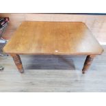 A Victorian oak telescopic dining table (converted) 157 x 122 x 70.5cm.