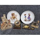 7 items including Tudor manor house & Castle gate ornaments by David Winter, 2 Petticoats and