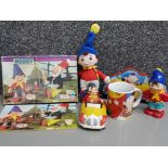 Selection of vintage Noddy items includes 12 piece wooden jigsaw complete in original box dated 1970