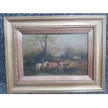 A 19th Century oil painting by Stanley Harrison, cattle bring crossed over a river, signed 19.5 x