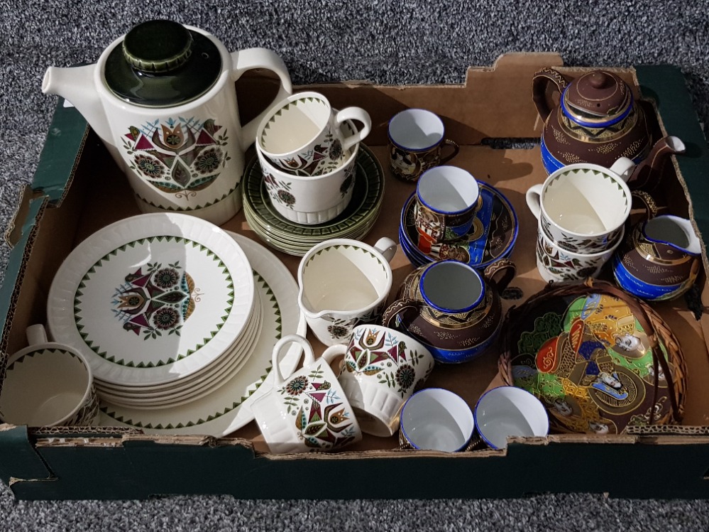 A Palissy Contessa pattern coffee service and a Japanese Murani & Co tea service.