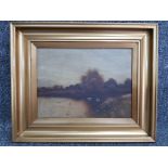 A 19th Century oil painting by Stanley Harrison, swans on a lake, signed 29 x 39cm.