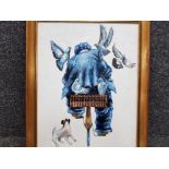 An oil painting after Alexander Millar "Pigeon Man" 52.5 x 40.5cm.