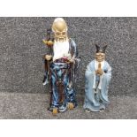 Two Chinese glazed pottery figures to include Shou Xing 45cm high.