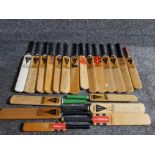 Twenty small commemorative cricket bats with signatures, mainly Tynemouth and Northumberland