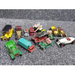 Box of 13 die cast vehicles by Matchbox & Lesney