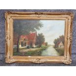 An early 20th century oil painting by Albert Torringa (1886-1963) Dutch canal scene, signed 48 x