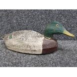 Wooden hand painted mallard duck