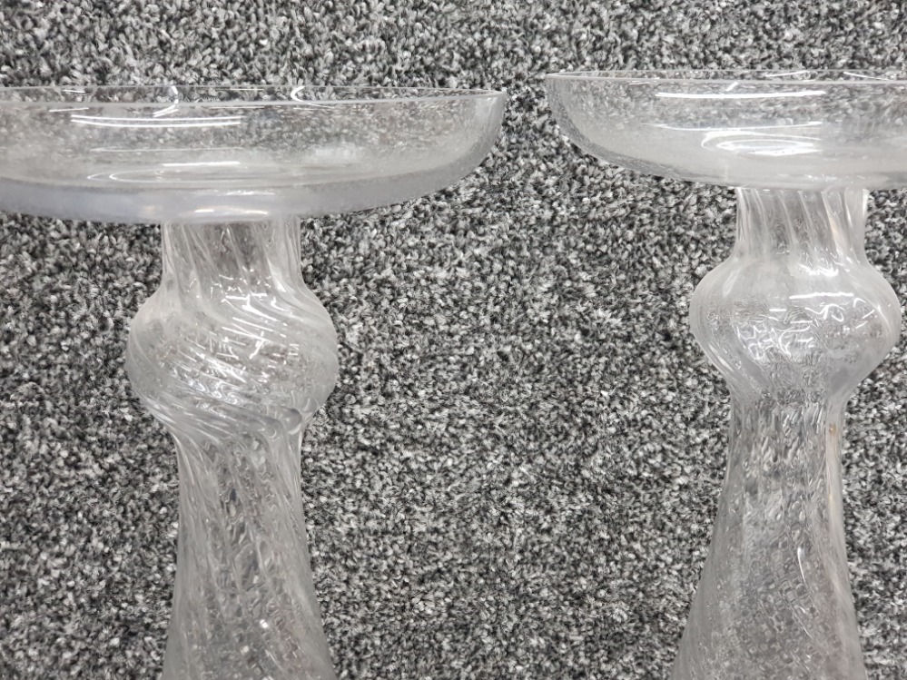 Pair tall wrythen glass/hat wig stands - Image 3 of 3