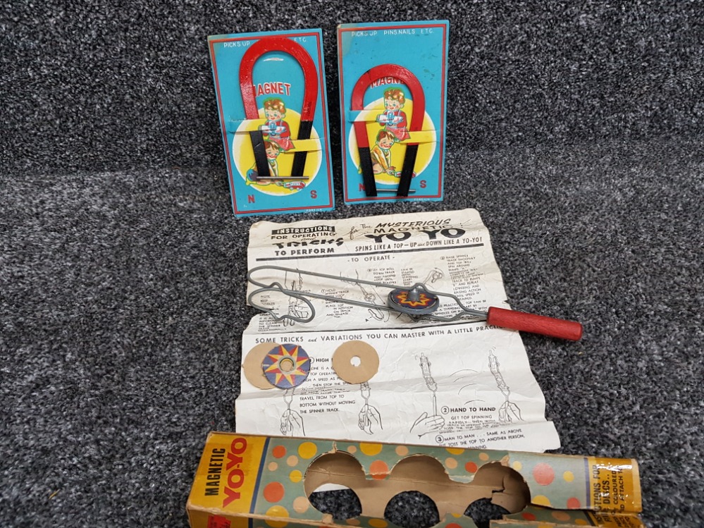 1960s Louis Marx toys mysterious magnetic Yo-Yo, plus 2 vintage magnets with original packs