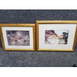 2 gilt framed Sir William Russell Flint prints of nude studys