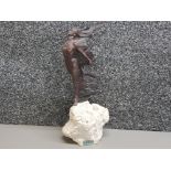 Contemporary spanish bronze effect sculpture "woman in the wind" by Josep Bofill, height 32cm