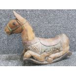 Carved vintage rocking horse 16" high, 22" long